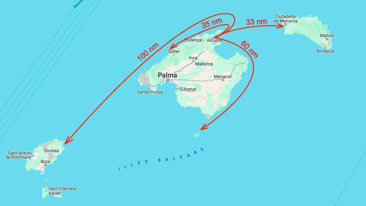 Sailing routes from North of Mallorca