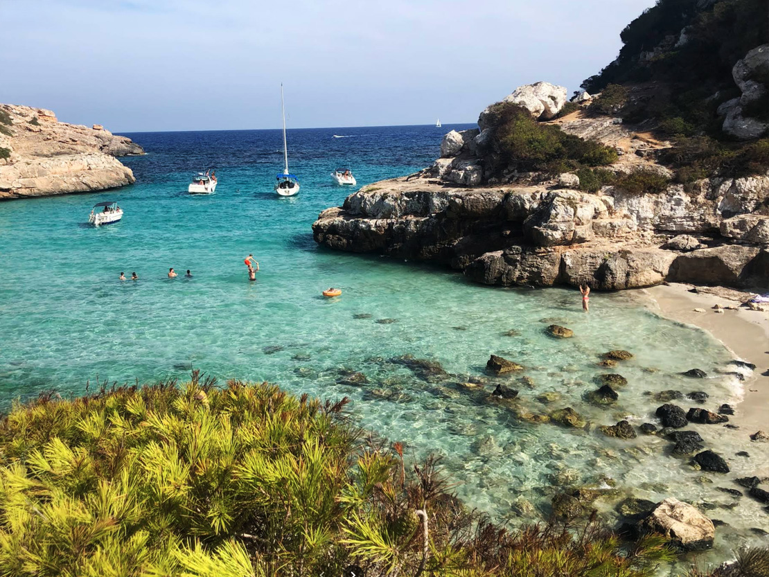 Calo des Marmols breathtaking yacht stopover only reachable by boat on Mallorca’s rugged coast